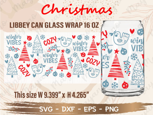 16oz Christmas Libbey Can Glass Wrap SVG Illustration Review