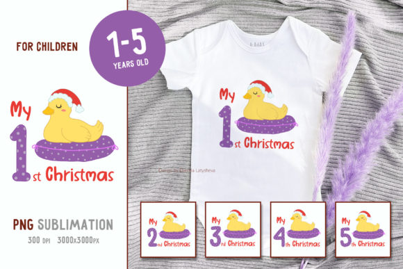 Baby Christmas with Duck Sublimation PNG Illustrations