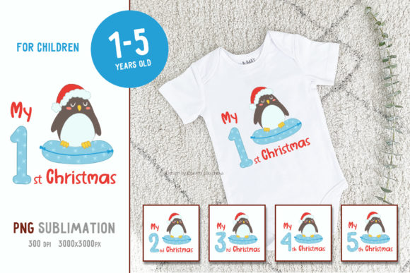 Baby Christmas with Penguin Sublimation Illustrations