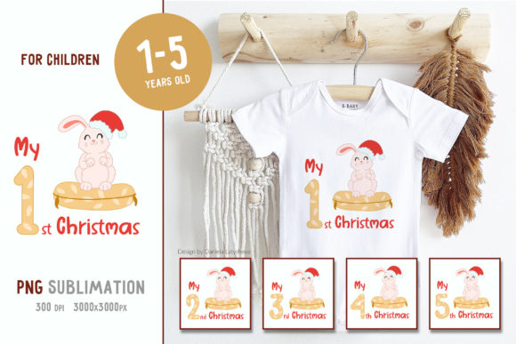 Baby Christmas with Rabbit Sublimation Illustrations