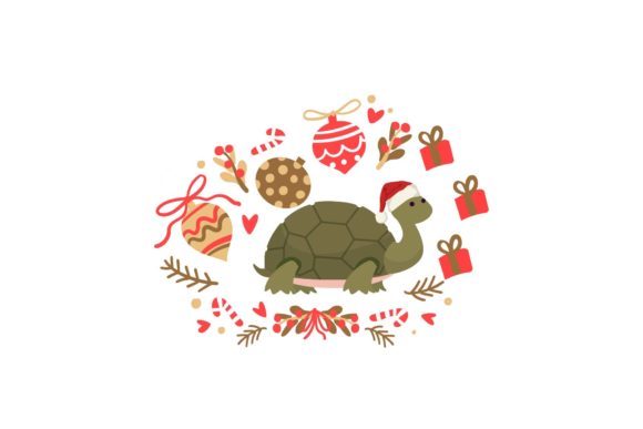 Beautiful Christmas Wreath with Animal Illustration
