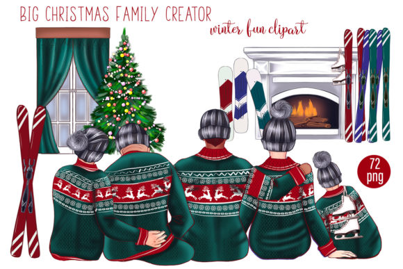 Big Christmas Family Clipart Creator for Local Branding