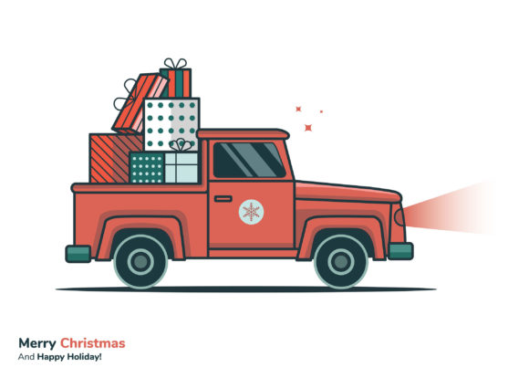 Car Carrying Christmas Gift Illustration for Website and Editorial Use