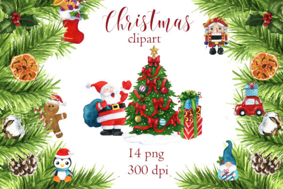 Christmas Clipart, Watercolor for Branding and Marketing