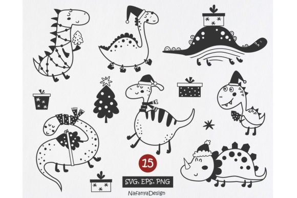 Christmas Dinosaur SVG Bundle for Festive Illustrations