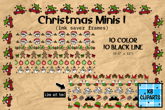 Christmas Minis 1 Ink Saver Frame Border Illustrations