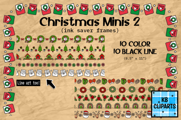 Christmas Minis 2 Ink Saver Frame Border Illustrations