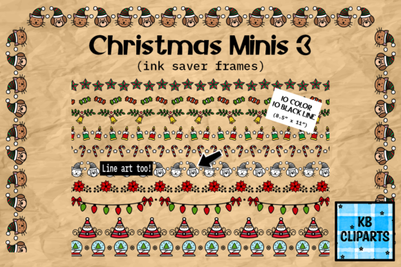 Christmas Minis 3 Ink Saver Frame Border Illustrations