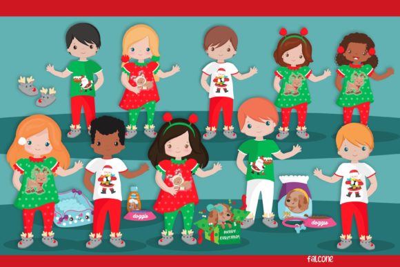 Christmas New Doggie Illustrations for Festive Design