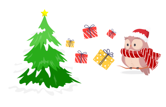 Christmas Owl Illustration Winter for Website and Editorial Use