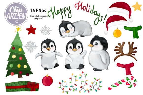 Christmas Penguins New Year 16PNG Bundle Review