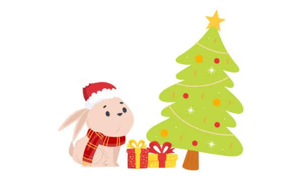 Christmas Rabbit Illustration Cute for Handmade Creations