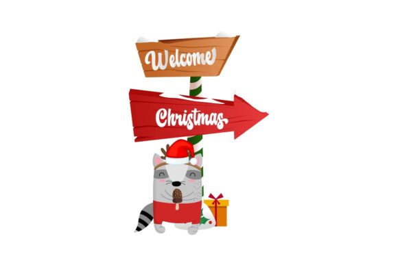 Christmas Signboards with Animal Illustrations