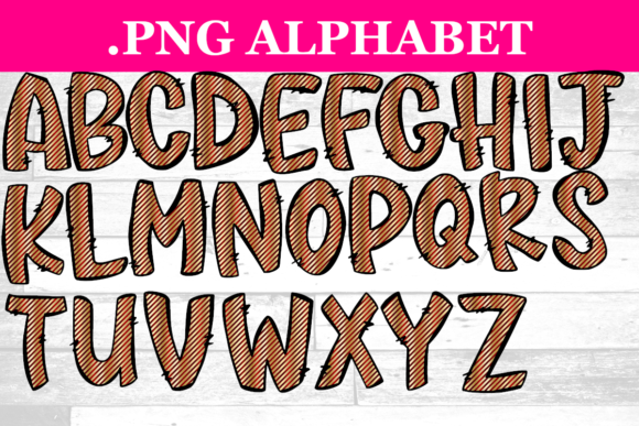 Christmas Stripes Doodle Alphabet Illustrations