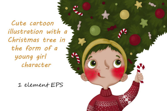 Christmas Tree in the Form of a Girl Illustration