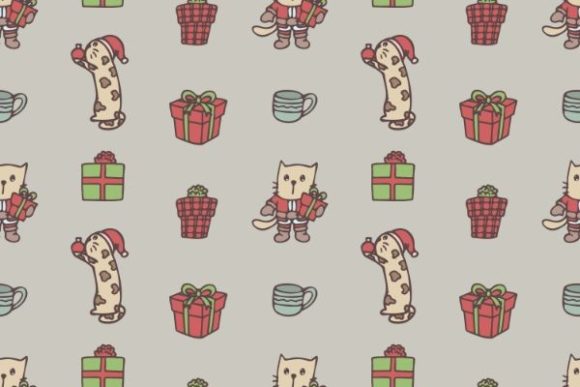 Cute Cat Christmas Wallpaper Illustrations