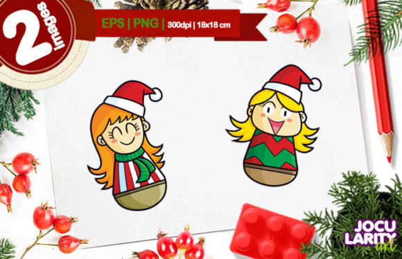 Cute Christmas Female Doll Cartoon Illustration