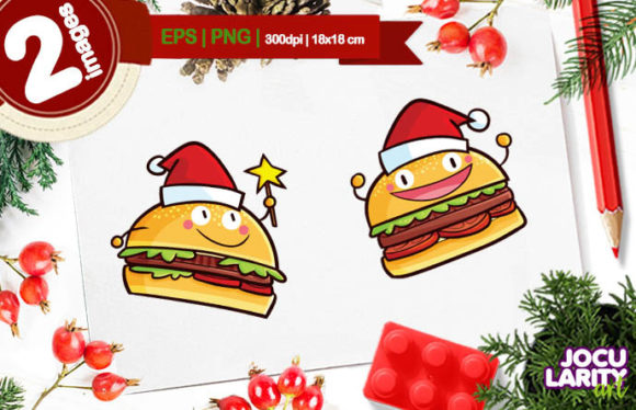 Cute Christmas Hamburger Cartoon Vector Review