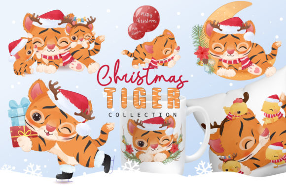 Cute Christmas Tiger Illustrations Set Review