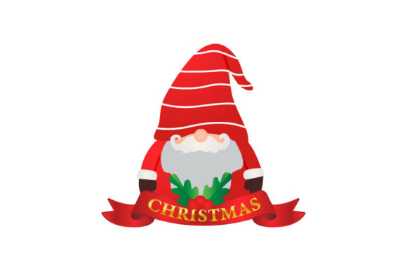 Illustration Gnome and Christmas Ribbon for Branding