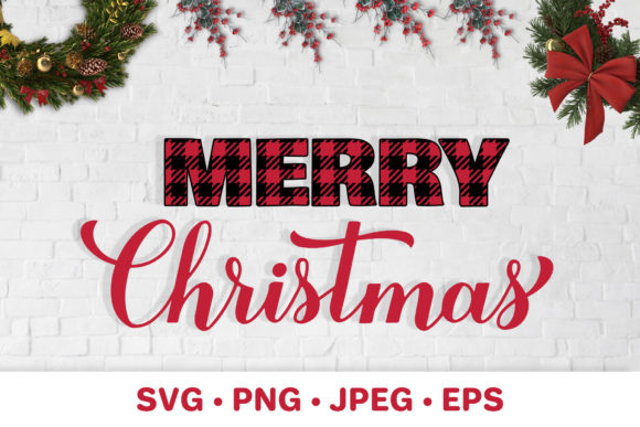 Merry Christmas Buffalo Plaid Illustration