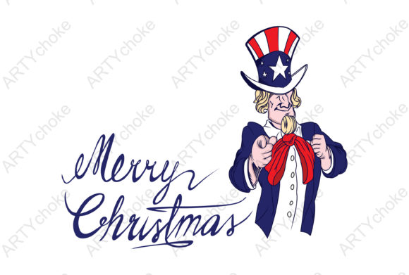 Merry Christmas Uncle Sam Illustration for Design Projects