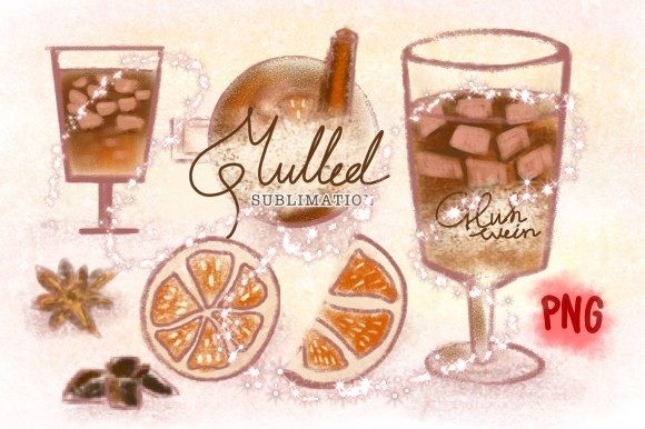 Mulled Wine Christmas Illustration for Digital Selling