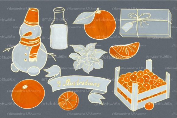Set of New Year, Christmas Illustrations