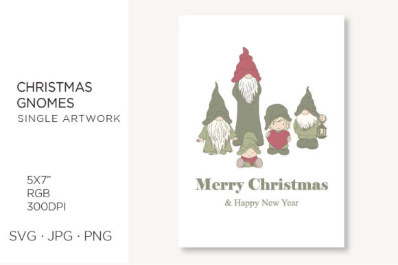 Vintage Dwarfs, Christmas Gnomes Illustrations